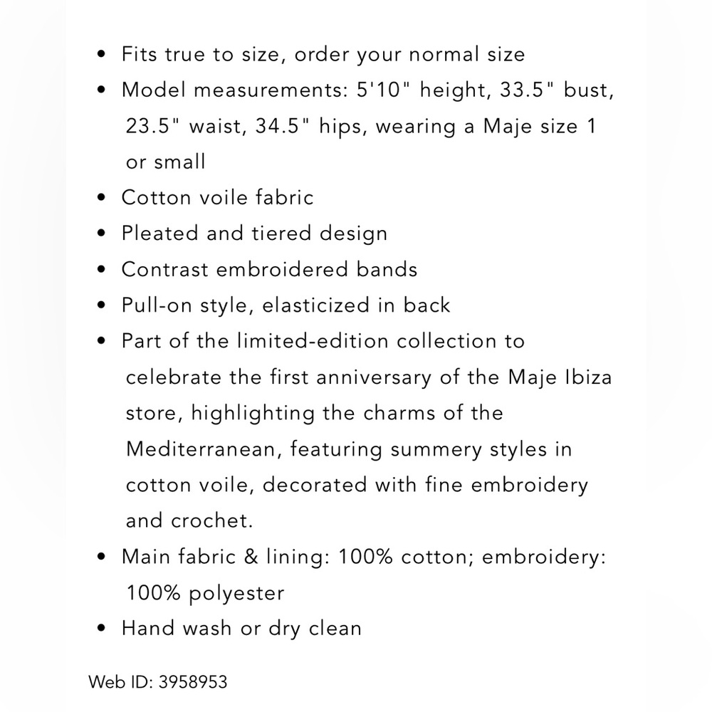 Maje Jolipa Ibiza Limited Edition Embroidered Tiered Boho Skirt Size M - Picture 8 of 8